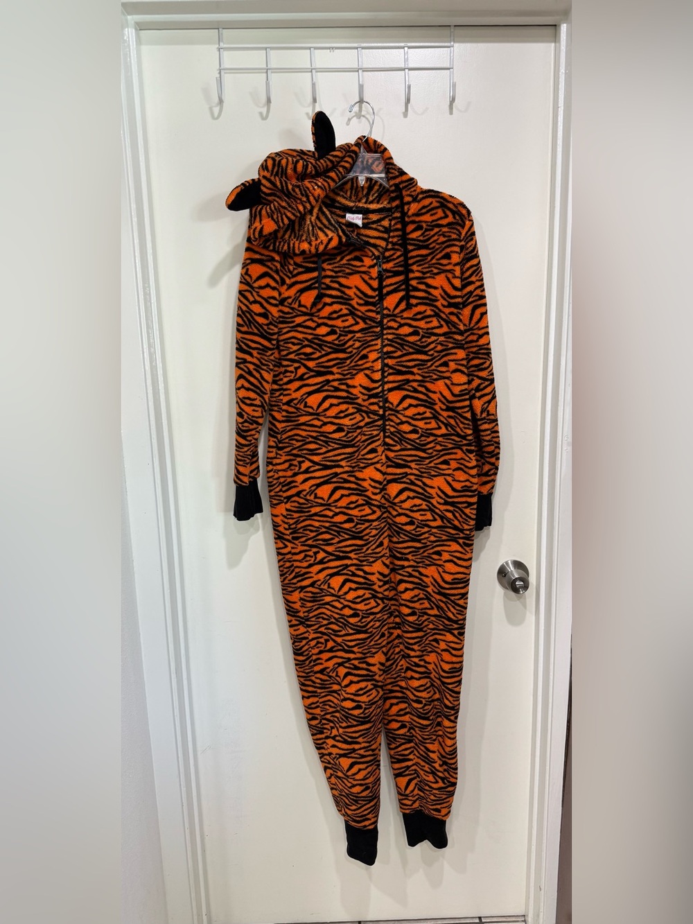Women’s Orange & Black Tiger Print Onesie Jumpsuit size M